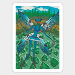 Dragonfly lady with rainbow wings Sticker